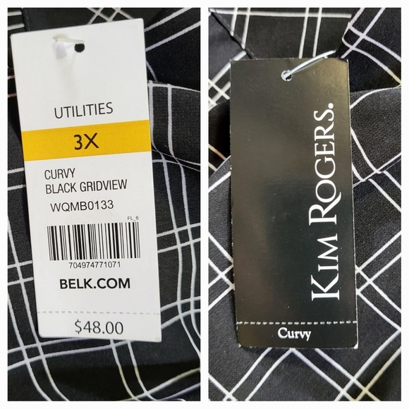KIM ROGERS Black and White Grid Print Button-up Blouse - Size 3X or Size 24W - Picture 4 of 5